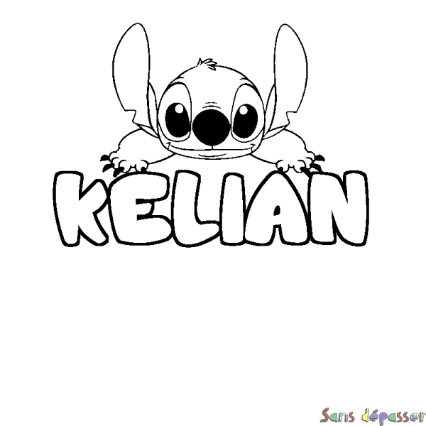 Coloriage prénom KELIAN - d&eacute;cor Stitch