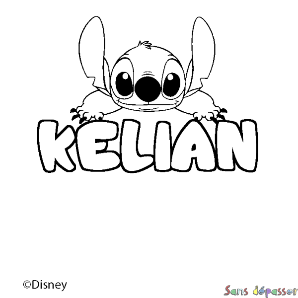 Coloriage pr&eacute;nom KELIAN - d&eacute;cor Stitch