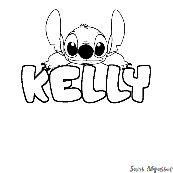 Coloriage prénom KELLY - d&eacute;cor Stitch