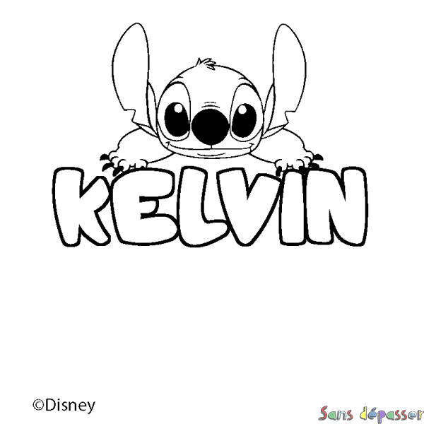 Coloriage pr&eacute;nom KELVIN - d&eacute;cor Stitch