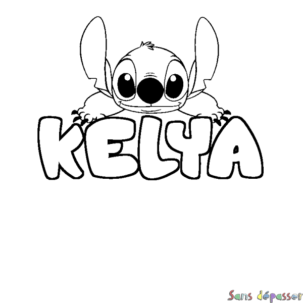 Coloriage prénom KELYA - d&eacute;cor Stitch