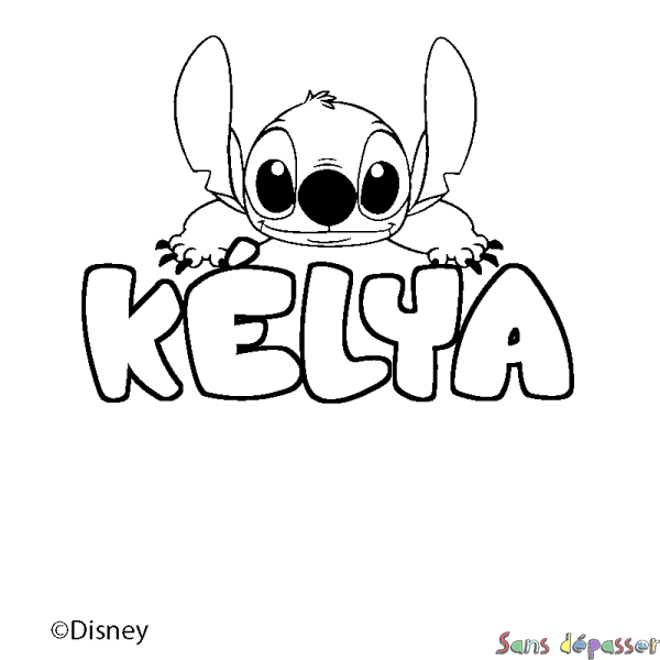 Coloriage pr&eacute;nom K&Eacute;LYA - d&eacute;cor Stitch