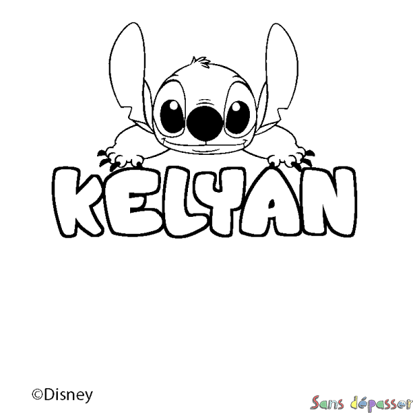 Coloriage pr&eacute;nom KELYAN - d&eacute;cor Stitch