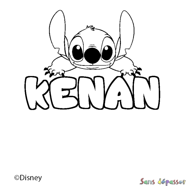 Coloriage pr&eacute;nom KENAN - d&eacute;cor Stitch
