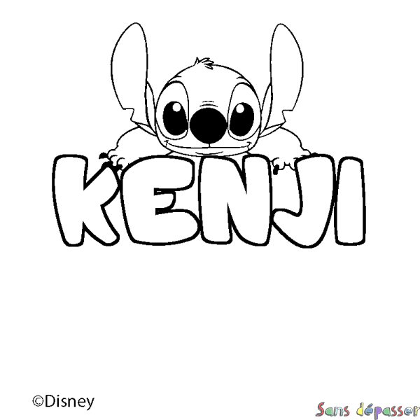 Coloriage pr&eacute;nom KENJI - d&eacute;cor Stitch