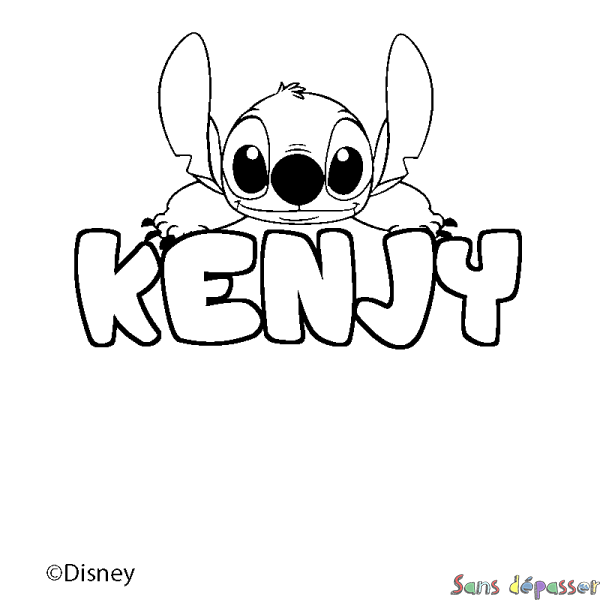 Coloriage pr&eacute;nom KENJY - d&eacute;cor Stitch