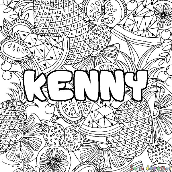 Coloriage prénom KENNY - d&eacute;cor Mandala fruits