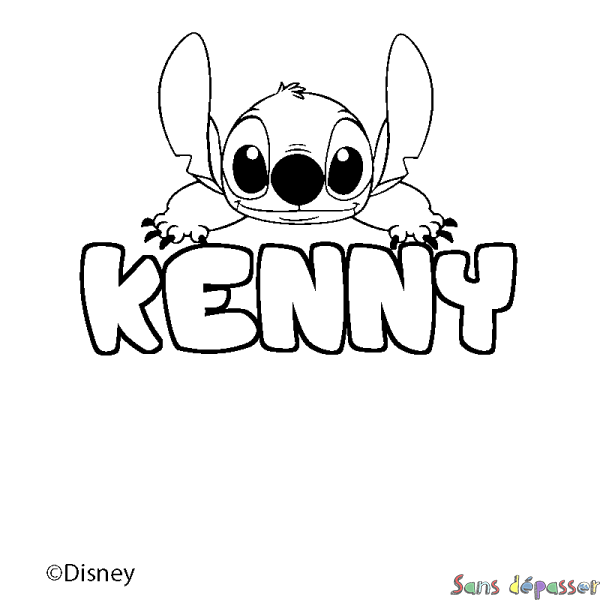 Coloriage pr&eacute;nom KENNY - d&eacute;cor Stitch