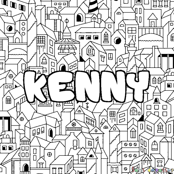 Coloriage prénom KENNY - d&eacute;cor Ville