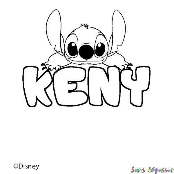 Coloriage pr&eacute;nom KENY - d&eacute;cor Stitch