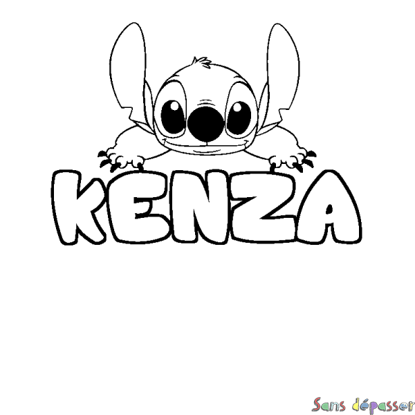 Coloriage prénom KENZA - d&eacute;cor Stitch