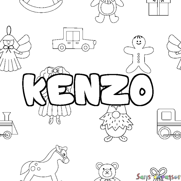 Coloriage pr&eacute;nom KENZO - d&eacute;cor Jouets