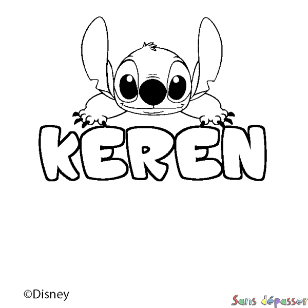 Coloriage pr&eacute;nom KEREN - d&eacute;cor Stitch
