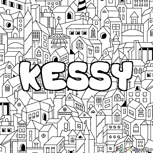 Coloriage prénom KESSY - d&eacute;cor Ville