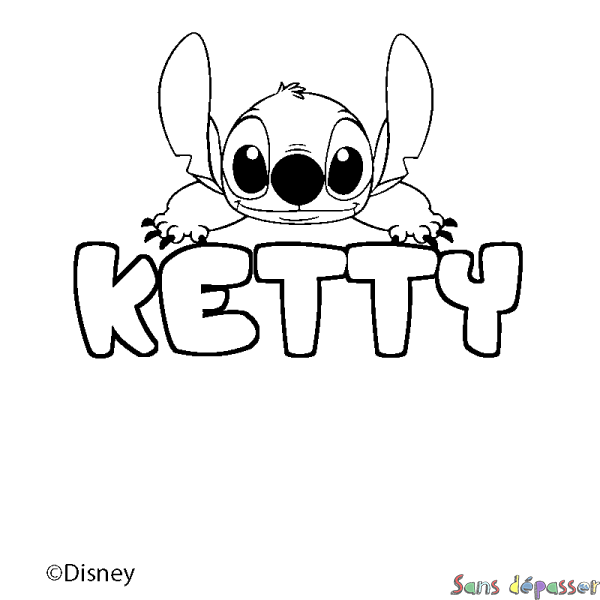 Coloriage pr&eacute;nom KETTY - d&eacute;cor Stitch