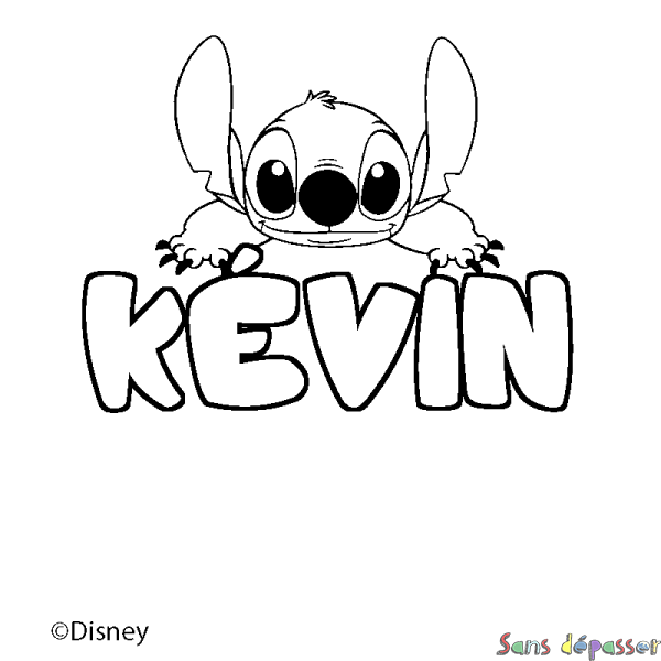 Coloriage pr&eacute;nom K&Eacute;VIN - d&eacute;cor Stitch