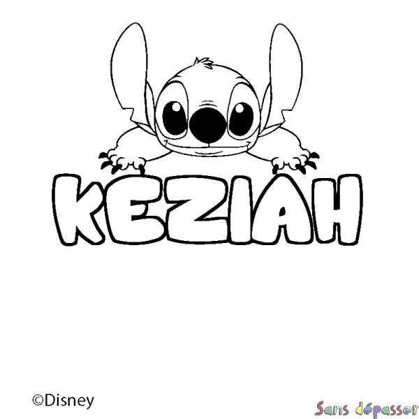 Coloriage pr&eacute;nom KEZIAH - d&eacute;cor Stitch