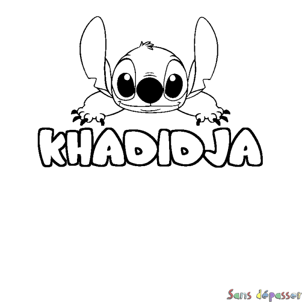 Coloriage prénom KHADIDJA - d&eacute;cor Stitch