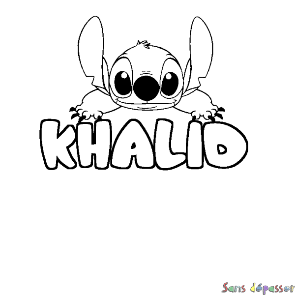 Coloriage prénom KHALID - d&eacute;cor Stitch