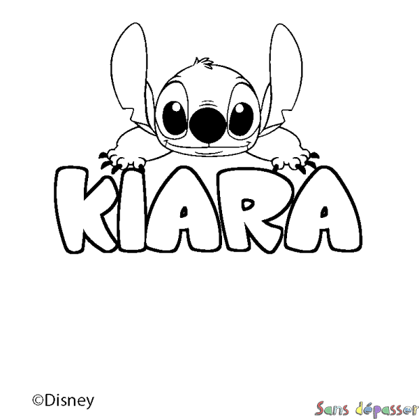 Coloriage pr&eacute;nom KIARA - d&eacute;cor Stitch