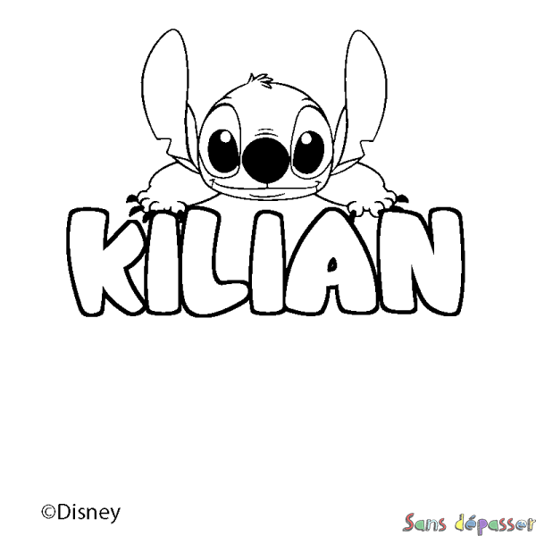 Coloriage pr&eacute;nom KILIAN - d&eacute;cor Stitch