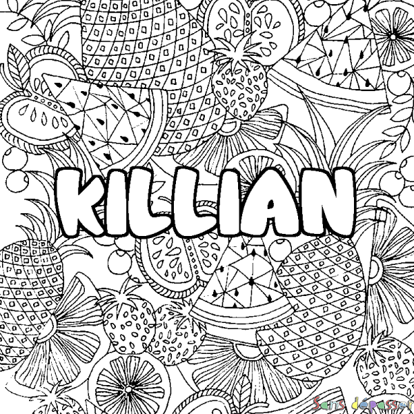 Coloriage prénom KILLIAN - d&eacute;cor Mandala fruits