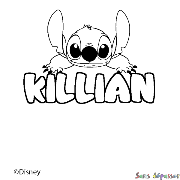 Coloriage pr&eacute;nom KILLIAN - d&eacute;cor Stitch