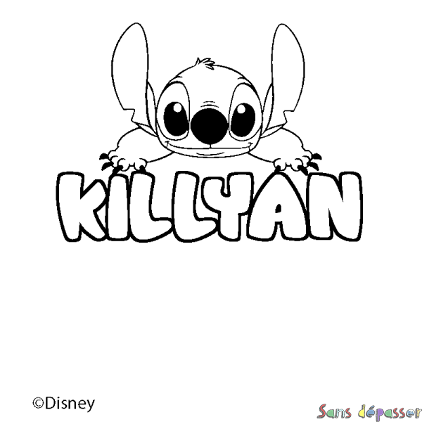 Coloriage pr&eacute;nom KILLYAN - d&eacute;cor Stitch