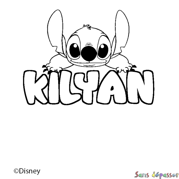 Coloriage pr&eacute;nom KILYAN - d&eacute;cor Stitch