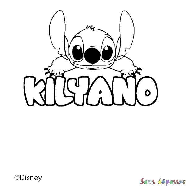 Coloriage pr&eacute;nom KILYANO - d&eacute;cor Stitch
