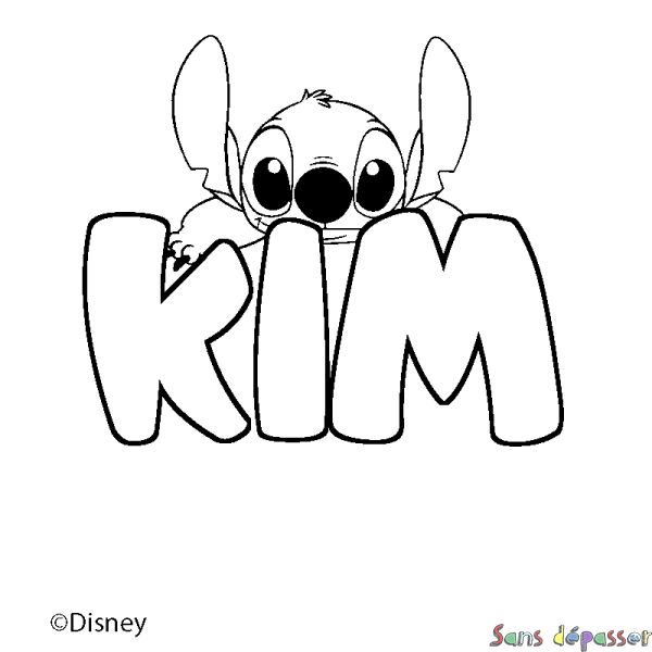 Coloriage pr&eacute;nom KIM - d&eacute;cor Stitch