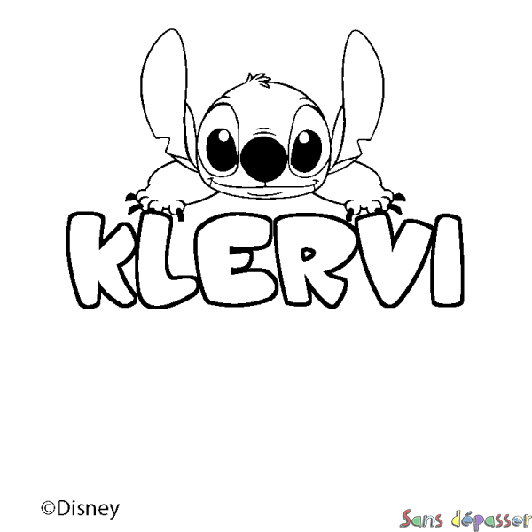 Coloriage pr&eacute;nom KLERVI - d&eacute;cor Stitch