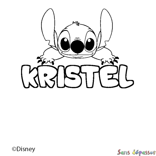 Coloriage pr&eacute;nom KRISTEL - d&eacute;cor Stitch