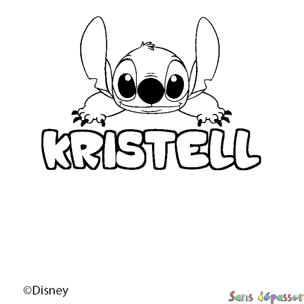 Coloriage pr&eacute;nom KRISTELL - d&eacute;cor Stitch