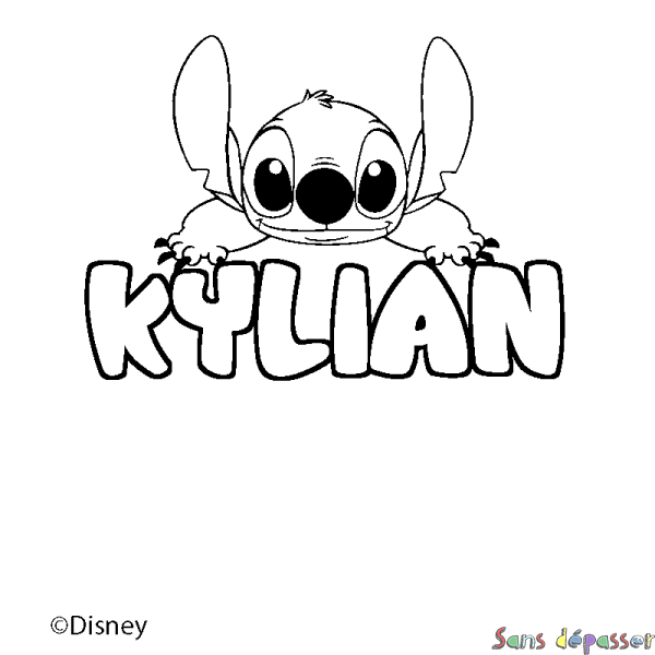 Coloriage pr&eacute;nom KYLIAN - d&eacute;cor Stitch