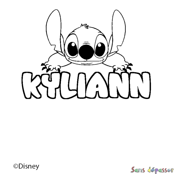Coloriage pr&eacute;nom KYLIANN - d&eacute;cor Stitch