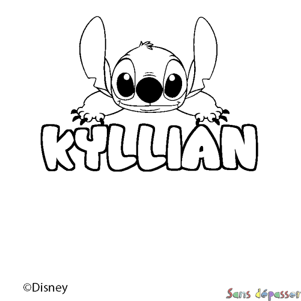Coloriage pr&eacute;nom KYLLIAN - d&eacute;cor Stitch