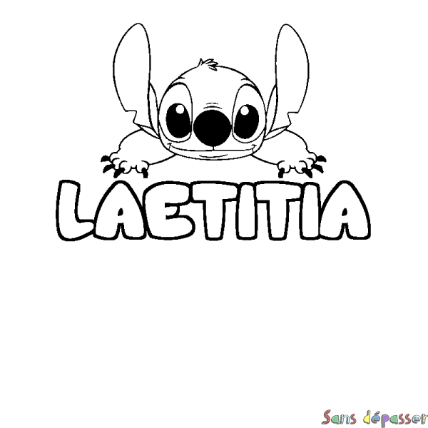 Coloriage prénom LAETITIA - d&eacute;cor Stitch