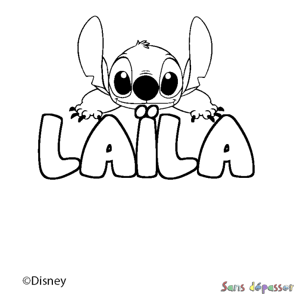 Coloriage pr&eacute;nom LA&Iuml;LA - d&eacute;cor Stitch