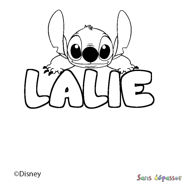 Coloriage pr&eacute;nom LALIE - d&eacute;cor Stitch