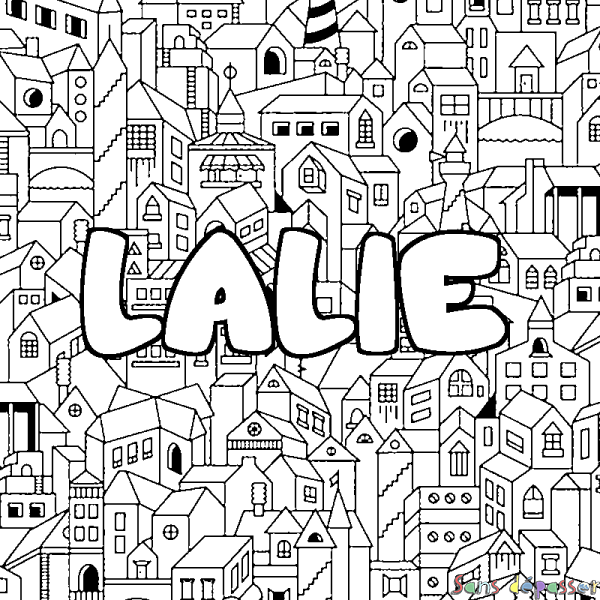 Coloriage prénom LALIE - d&eacute;cor Ville