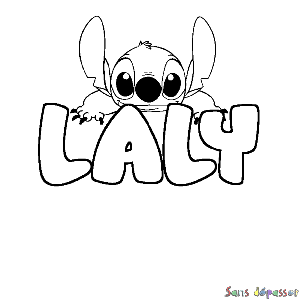 Coloriage prénom LALY - d&eacute;cor Stitch