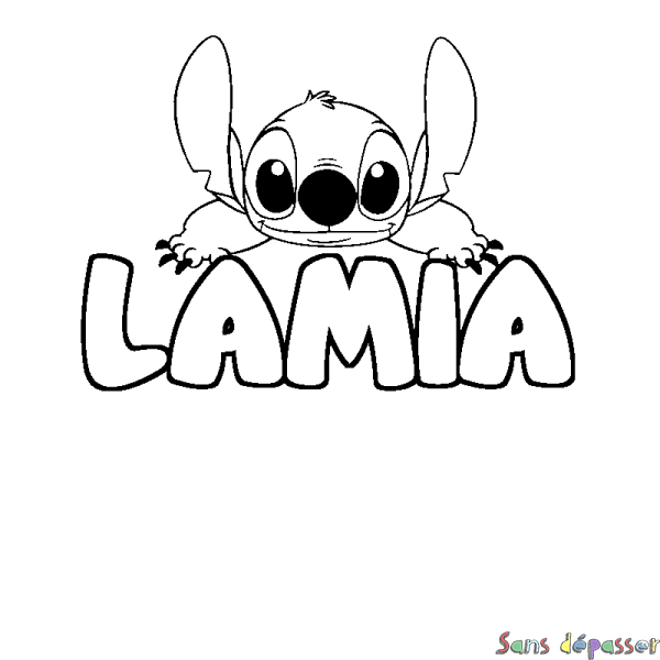 Coloriage prénom LAMIA - d&eacute;cor Stitch