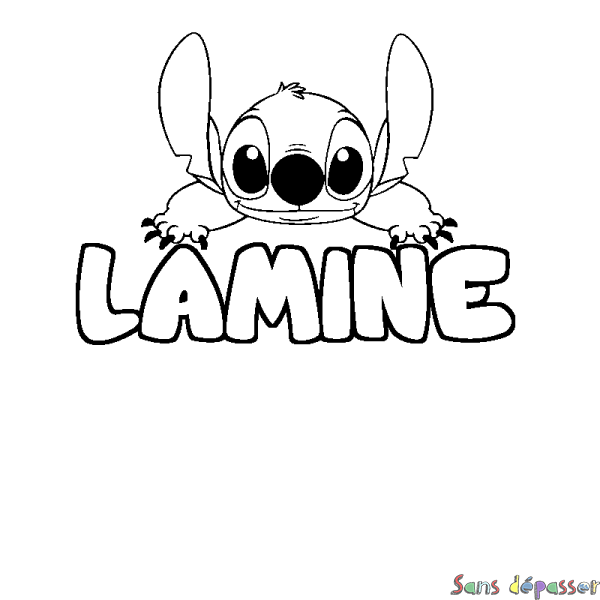 Coloriage prénom LAMINE - d&eacute;cor Stitch