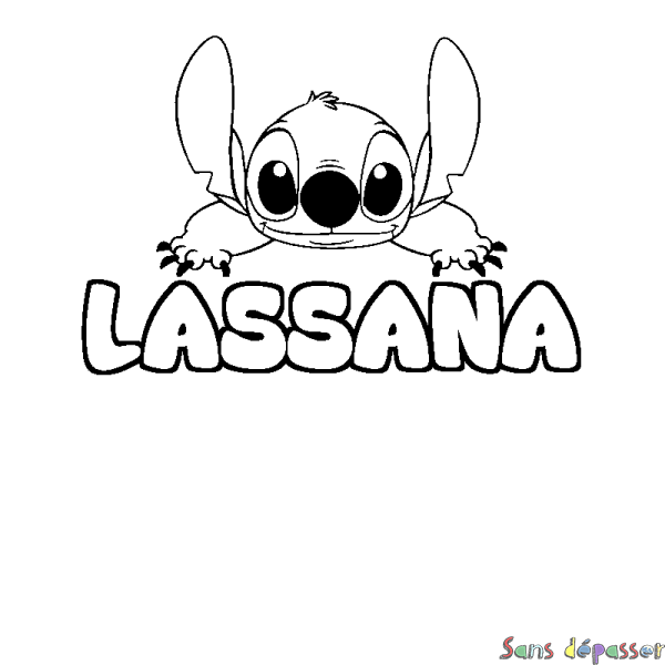 Coloriage prénom LASSANA - d&eacute;cor Stitch