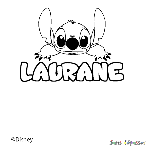 Coloriage pr&eacute;nom LAURANE - d&eacute;cor Stitch