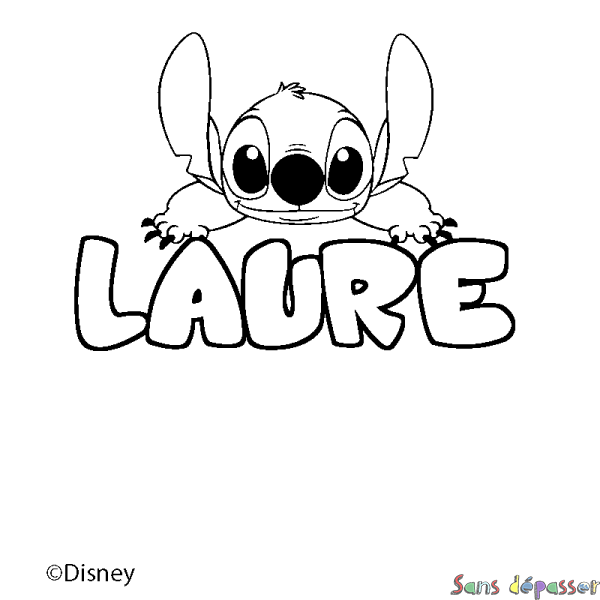 Coloriage pr&eacute;nom LAURE - d&eacute;cor Stitch