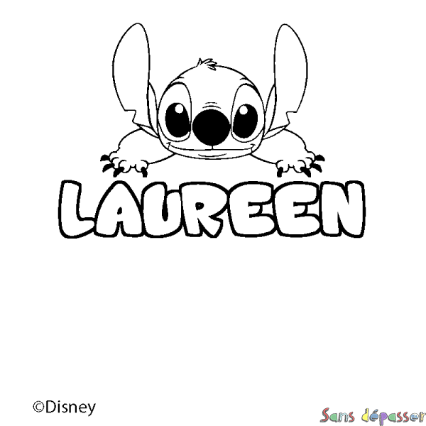 Coloriage pr&eacute;nom LAUREEN - d&eacute;cor Stitch
