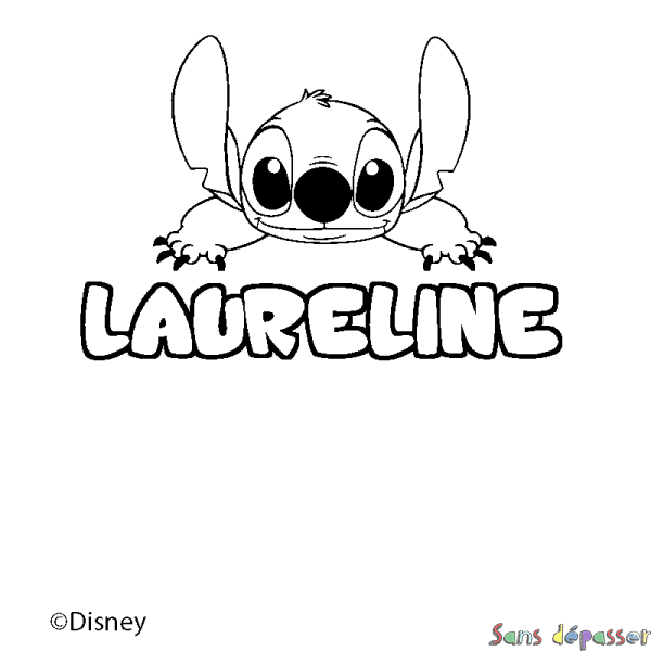 Coloriage pr&eacute;nom LAURELINE - d&eacute;cor Stitch