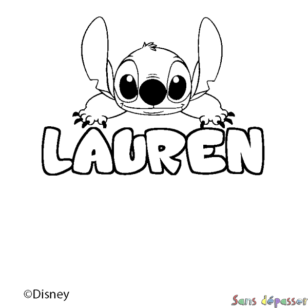 Coloriage pr&eacute;nom LAUREN - d&eacute;cor Stitch